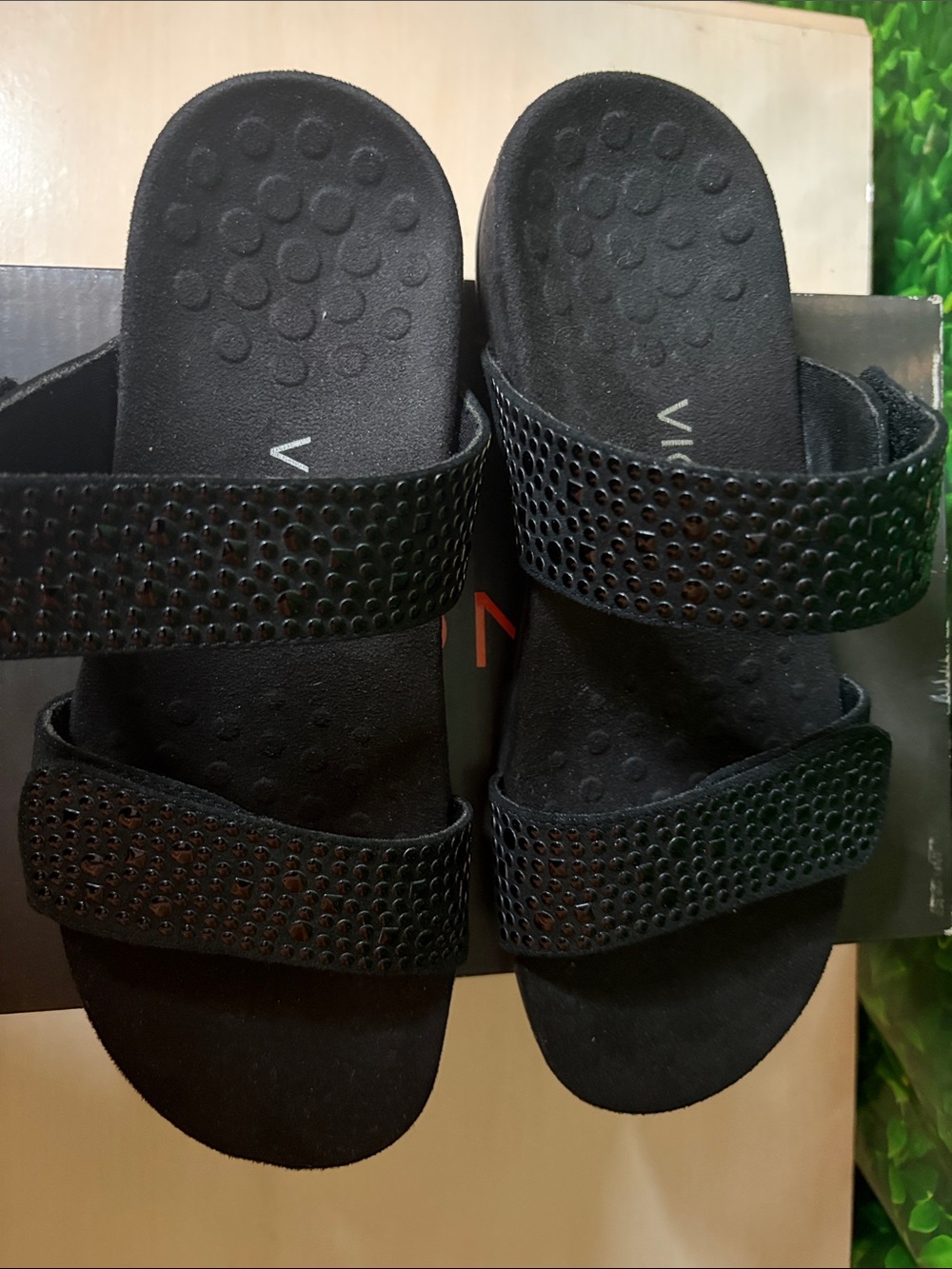 Vionic Women’s Black Dual-Strap Slide Sandals